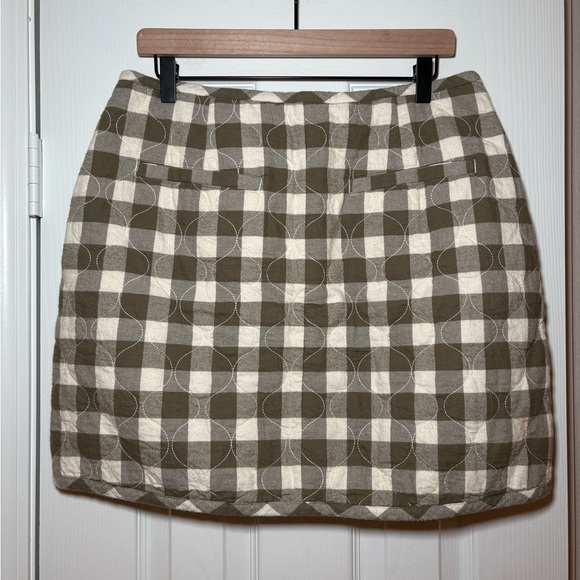 Madewell Green White Gingham Quilted Button Front Wrap Mini Skirt Size 12 - Picture 6 of 13